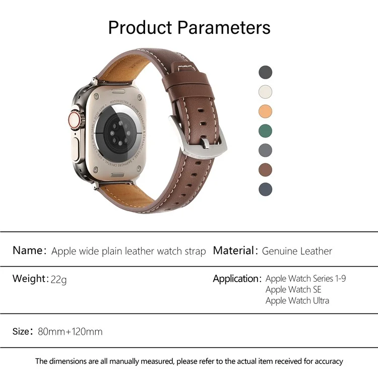 KALEBOL Cinturino in vera pelle di mucca per Apple Watch Series 10 9 8 7 SE 6 5 4 3 2 1 da 42mm, 41mm, 40mm, 38mm - Nero