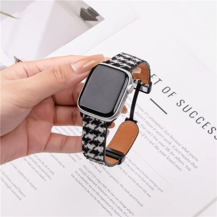 Зимний тканевый + подлинный ремешок из коровьей кожи для Apple Watch Series 10 Ultra 9 8 7 SE 6 5 4 3 2 1 46 мм 49 мм 45 мм 44 мм 42 мм - Стиль А
