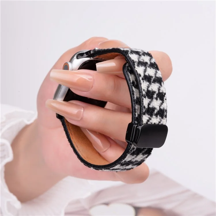 Winterstoff + Echtes Rindslederarmband für Apple Watch Series 10 9 8 7 SE 6 5 4 3 2 1 42mm 41mm 40mm 38mm - Stil A