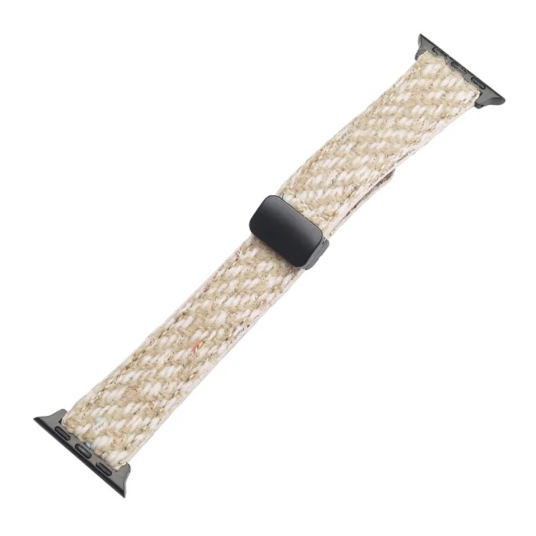 Cinturino in vera pelle di mucca e lana per Apple Watch Serie 10 9 8 7 SE 6 5 4 3 2 1 da 42mm 41mm 40mm 38mm - Giallo