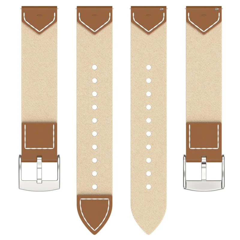 Nylon + Denim Strap for Huawei Watch GT 5 Pro 42mm / GT 5 41mm / GT 4 41mm Universal 18mm Watchband - Brown+Apricot