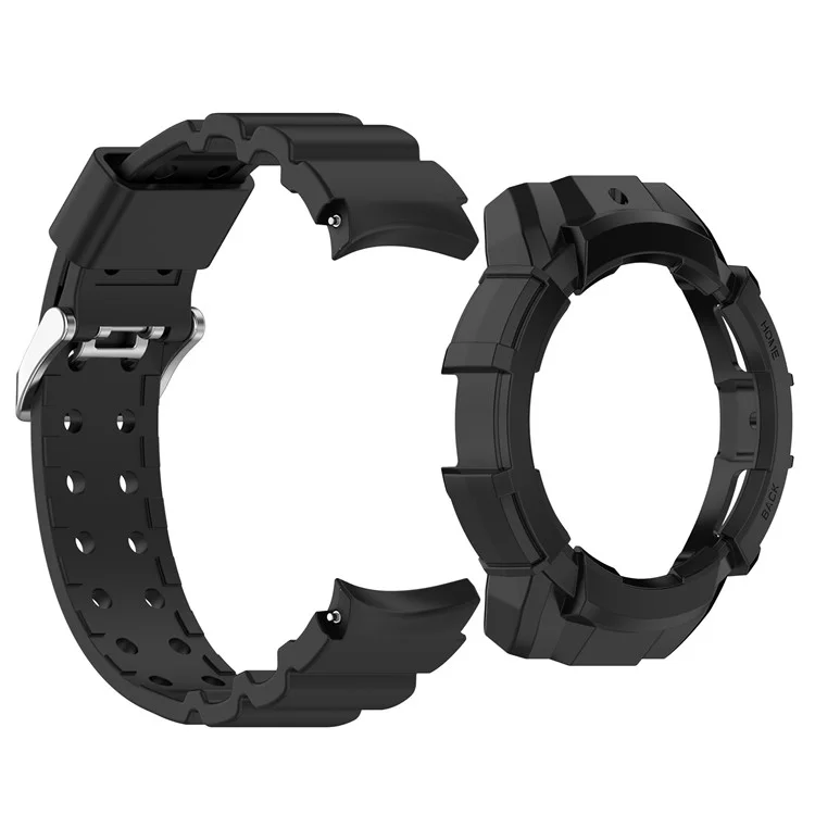 Bracelet de montre en silicone + TPU pour Samsung Galaxy Watch7 44mm avec boîtier de montre - Noir