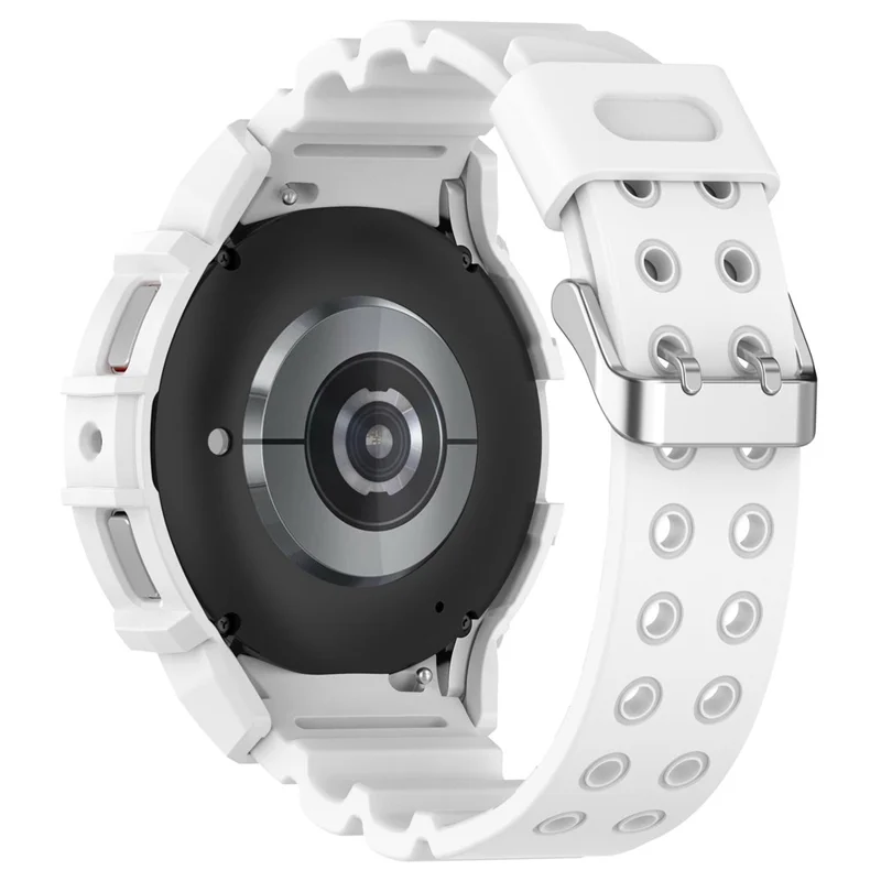 For Samsung Galaxy Watch7 44mm Silicone+TPU Watch Band Wrist Strap with Watch Case - White