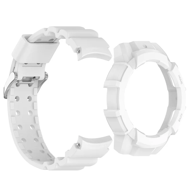 For Samsung Galaxy Watch7 44mm Silicone+TPU Watch Band Wrist Strap with Watch Case - White