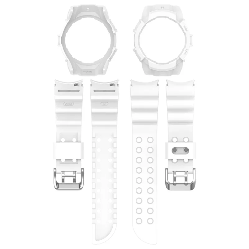 For Samsung Galaxy Watch7 44mm Silicone+TPU Watch Band Wrist Strap with Watch Case - White
