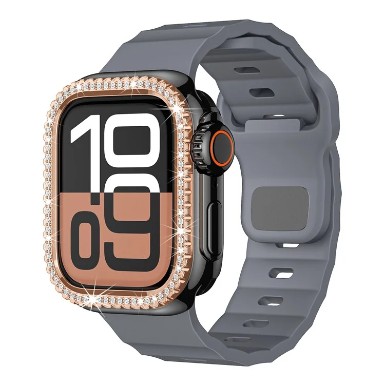 Fluorubber Watch Strap for Apple Watch Series 10 Ultra 9 8 7 SE 6 5 4 3 2 1 46mm 49mm 45mm 44mm 42mm Wave Band - Grey
