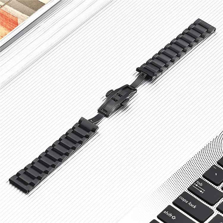 20mm Watch Band For Garmin vivoactive 5 / GarminActive 5 / Venu Sq , 3-Bead Titanium Alloy Wrist Strap - Black