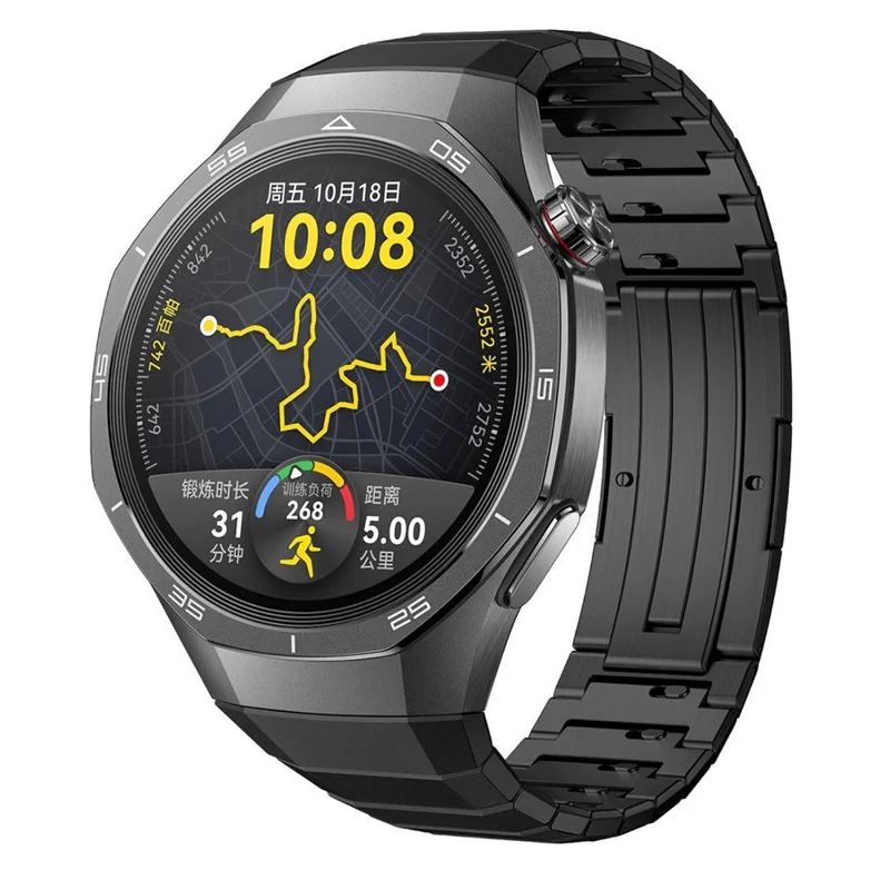 For Huawei Watch GT 5 Pro 46mm / GT 5 46mm Band Adjustable Titanium Alloy Watch Strap - Black