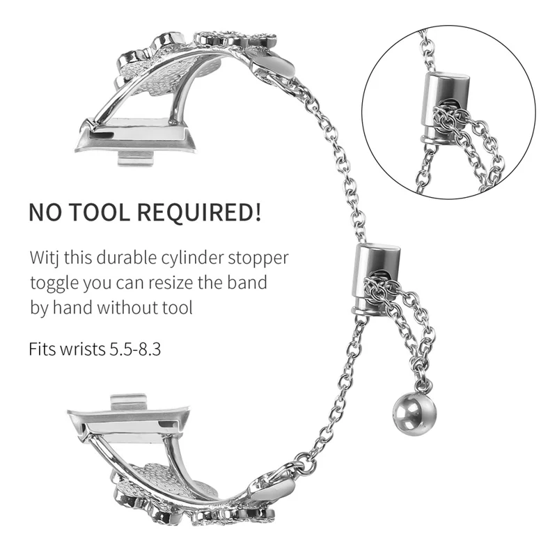 Metal Band For Xiaomi Smart Band 8 Pro Heart Clover Decor Watch Strap Replacement - Silver