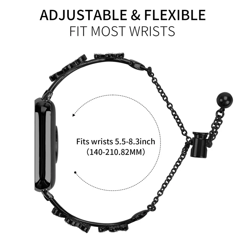 Metallarmband mit Herz-Kleeblatt-Dekor für Xiaomi Redmi Watch 4 Uhrenarmbandersatz - Schwarz