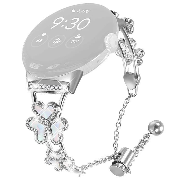 Металлический браслет для Google Pixel Watch 3 41 мм / Pixel Watch 2 / Pixel Watch с декором в виде клевера - серебристый