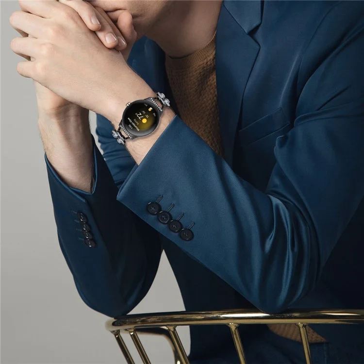 Bracelet en métal avec décoration trèfle à cœur pour Google Pixel Watch 3 41 mm / Pixel Watch 2 / Pixel Watch - Remplacement de bracelet de montre - Noir