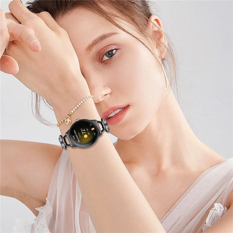 Bracelet en métal avec décoration trèfle à cœur pour Google Pixel Watch 3 41 mm / Pixel Watch 2 / Pixel Watch - Remplacement de bracelet de montre - Noir