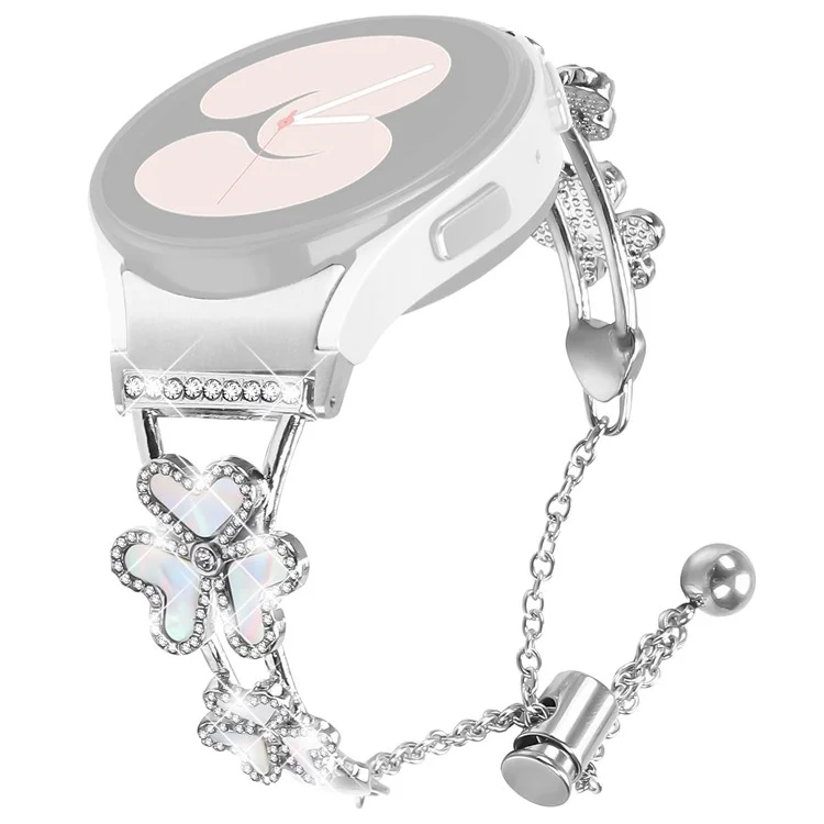 Metallarmband mit Schnellverschluss-Verbinder für Samsung Galaxy Watch5 / Watch4 40 / 42 / 44 / 45 / 46 mm Herzkleedekor Uhrenarmband - Silber