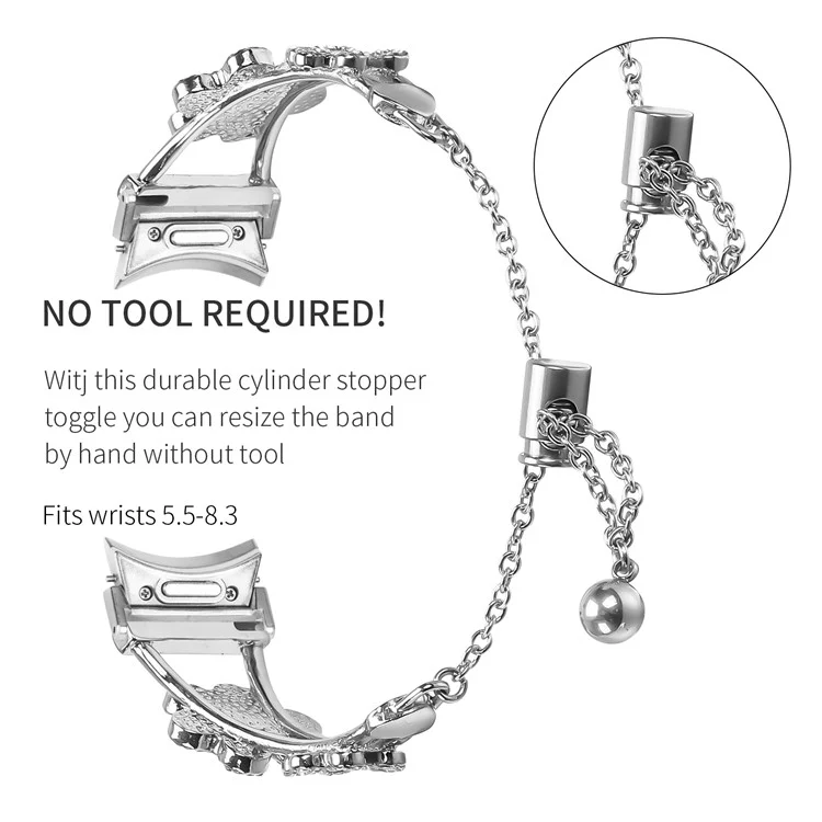 Metallarmband mit Schnellverschluss-Verbinder für Samsung Galaxy Watch5 / Watch4 40 / 42 / 44 / 45 / 46 mm Herzkleedekor Uhrenarmband - Silber