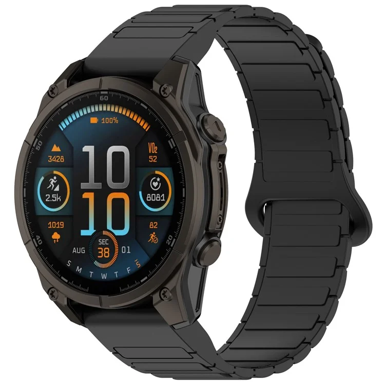 20-мм магнитный ремешок для часов Garmin Fenix 8 43 мм / Descent MK3 с быстросъемным мягким силиконовым ремешком - Черный
