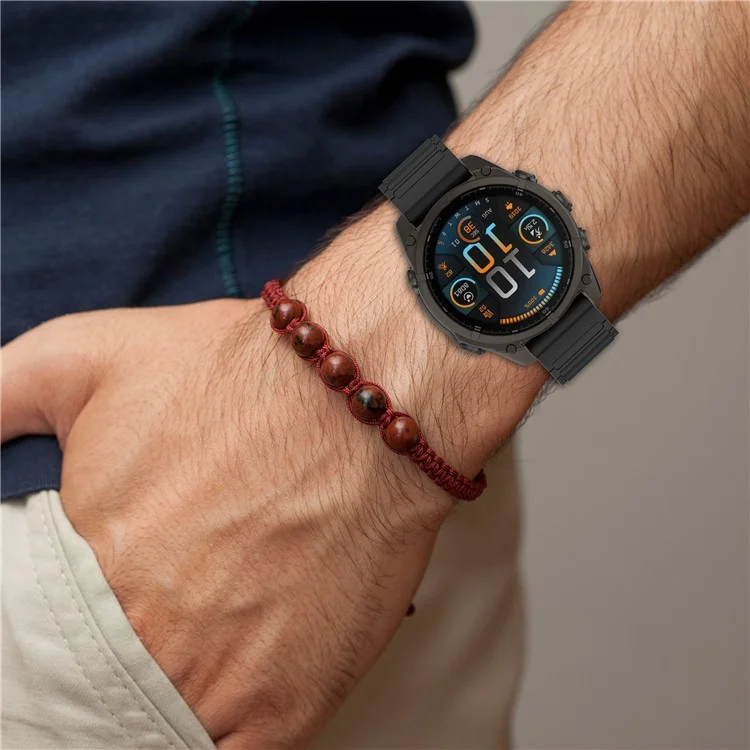 20-мм магнитный ремешок для часов Garmin Fenix 8 43 мм / Descent MK3 с быстросъемным мягким силиконовым ремешком - Черный