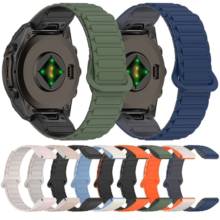 20-мм магнитный ремешок для часов Garmin Fenix 8 43 мм / Descent MK3 с быстросъемным мягким силиконовым ремешком - Черный