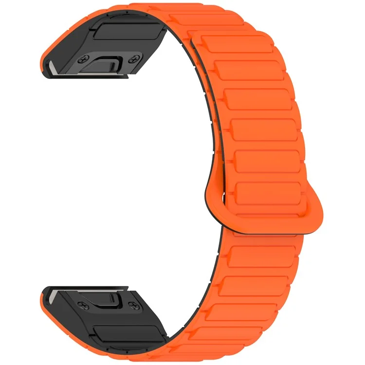 Pulseira de relógio magnética de 22 mm para Garmin Fenix 8 47 mm / Fenix E 47 mm, com liberação rápida e pulseira de silicone macia - Laranja + Preto