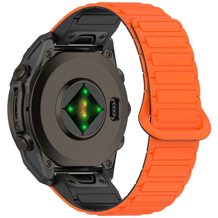 Pulseira de relógio magnética de 22 mm para Garmin Fenix 8 47 mm / Fenix E 47 mm, com liberação rápida e pulseira de silicone macia - Laranja + Preto