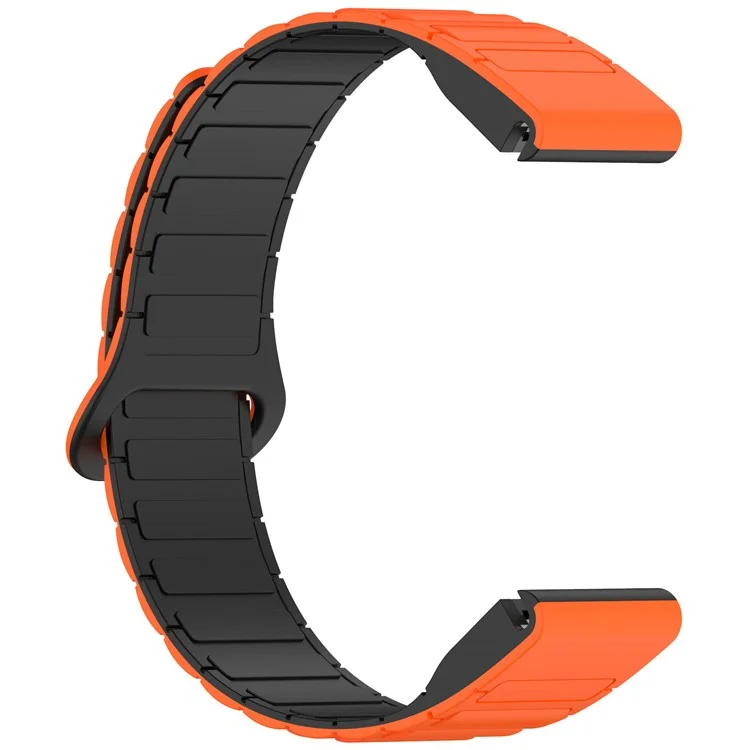 Pulseira de relógio magnética de 22 mm para Garmin Fenix 8 47 mm / Fenix E 47 mm, com liberação rápida e pulseira de silicone macia - Laranja + Preto