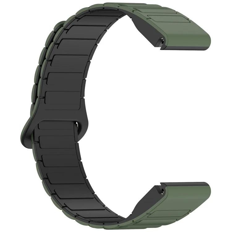 Bracelet de montre magnétique de 26 mm pour Garmin Fenix 8 51 mm / Enduro 3 / Enduro 2 - Bande en silicone souple à dégagement rapide - Vert nuit + Noir