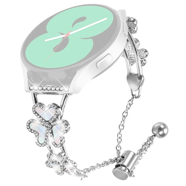 Metallband für Samsung Galaxy Watch4 40 mm / 44 mm Herz-Klee-Dekor Uhrenarmband - Silber