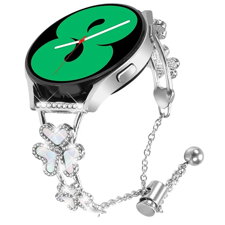Metallband für Samsung Galaxy Watch4 40 mm / 44 mm Herz-Klee-Dekor Uhrenarmband - Silber