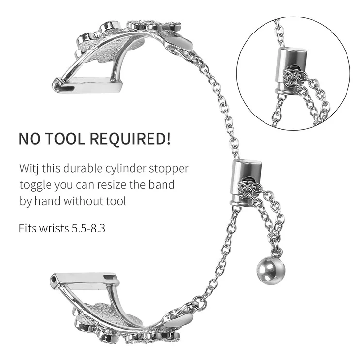 Metallband für Samsung Galaxy Watch4 40 mm / 44 mm Herz-Klee-Dekor Uhrenarmband - Silber