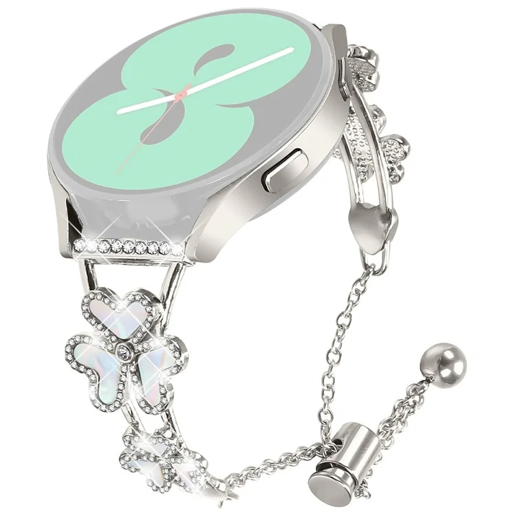 Metal Band Heart Clover Decor For Samsung Galaxy Watch Active2 44mm  /  40mm Watch Strap - Starlight