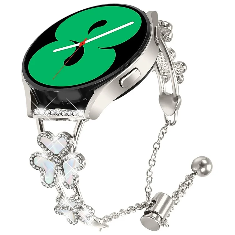 Metal Band Heart Clover Decor For Samsung Galaxy Watch Active2 44mm  /  40mm Watch Strap - Starlight