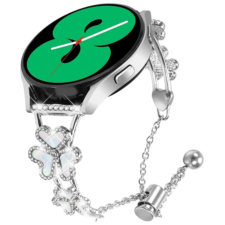Металлический ремешок для Samsung Gear Sport / Gear S2 Classic, декор в виде сердца-клевера, ремешок для часов - серебряный