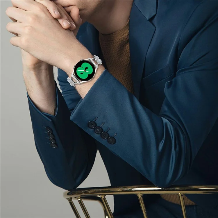 Металлический ремешок для Samsung Gear Sport / Gear S2 Classic, декор в виде сердца-клевера, ремешок для часов - серебряный