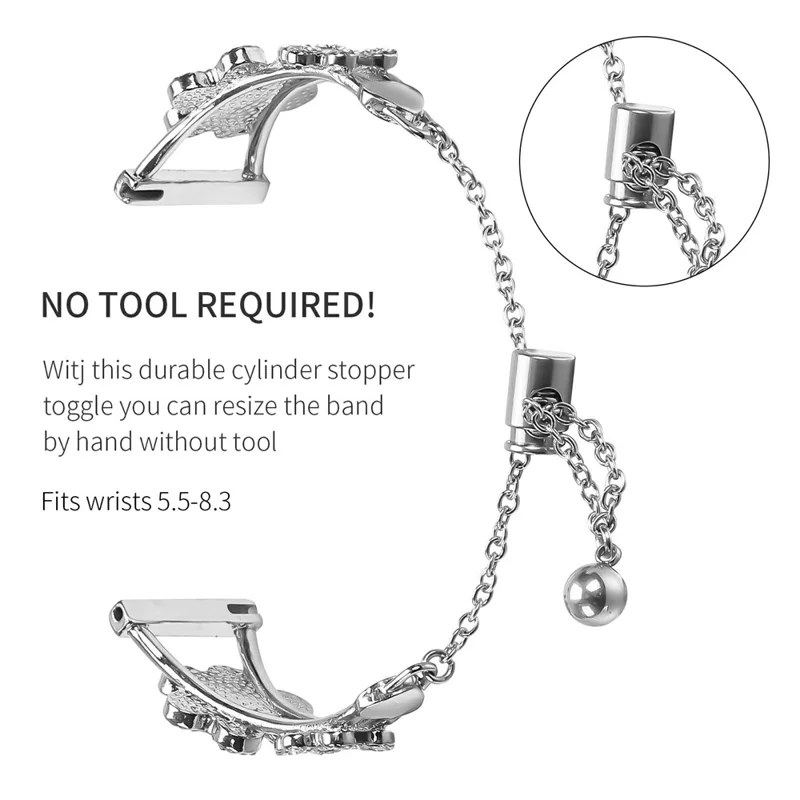 Banda de metal para Garmin D2 Air X10 / Correa de reloj de adorno de corazón y trébol - Plateado