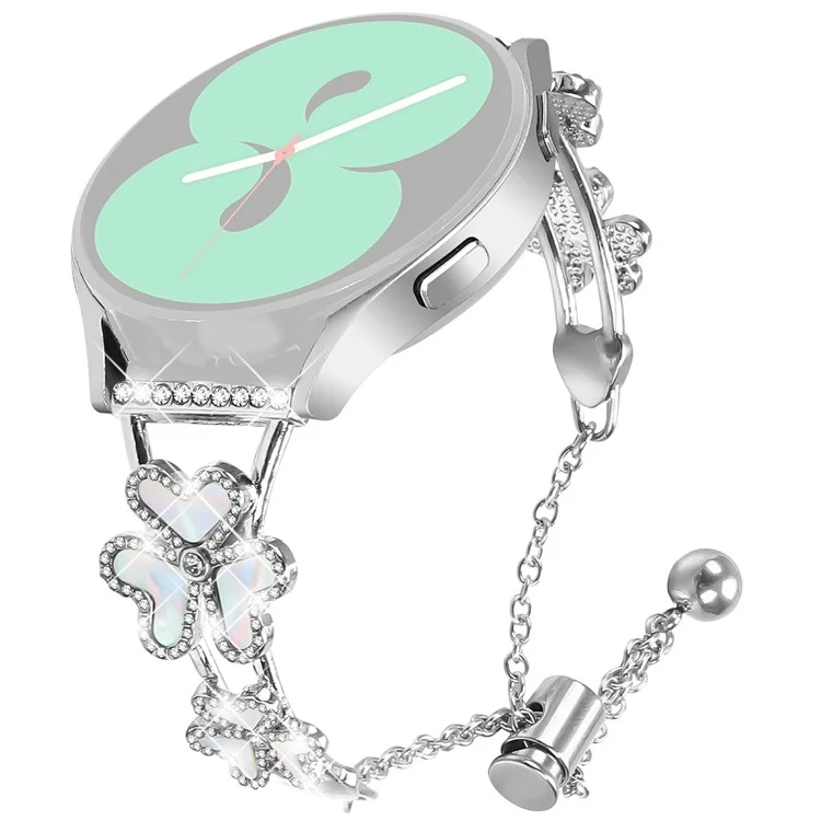 Metal Band For Garmin Vivomove Trend  /  Venu Sq 2 Heart Clover Decor Watch Strap - Silver