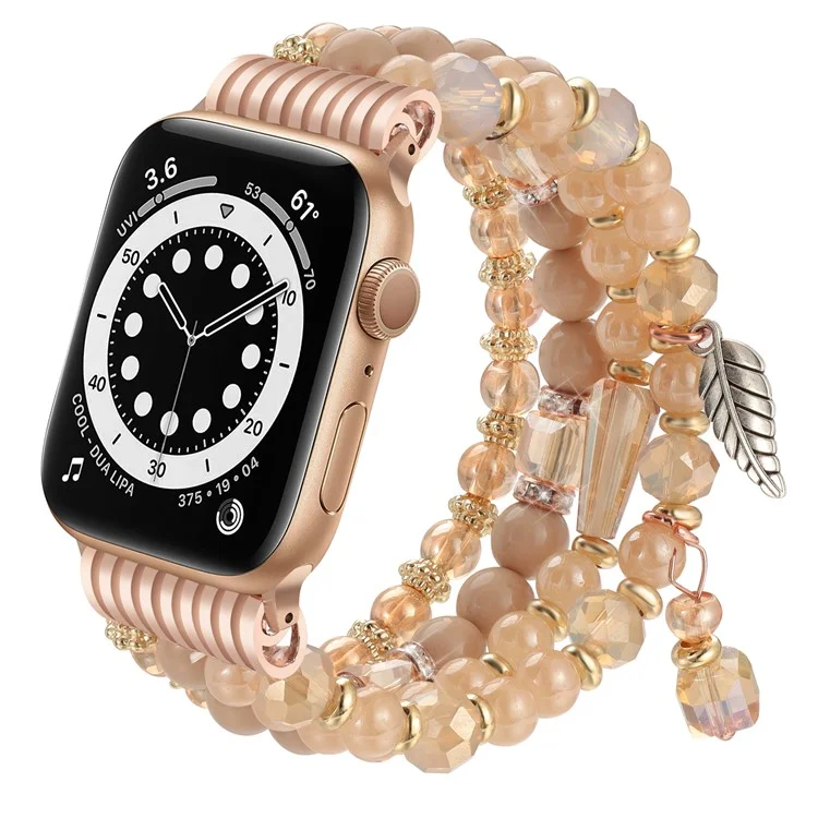 Beaded Bracelet For Apple Watch Series 10 Ultra 9 8 7 SE 6 5 4 3 2 1 46mm 49mm 45mm 44mm 42mm Replacement Watch Band - Yellow