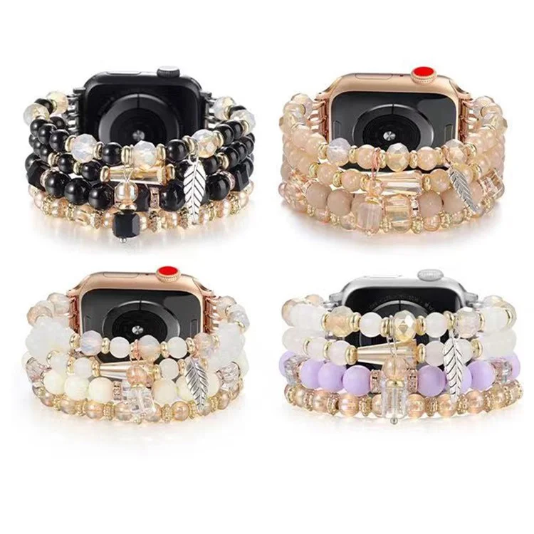 Beaded Bracelet For Apple Watch Series 10 Ultra 9 8 7 SE 6 5 4 3 2 1 46mm 49mm 45mm 44mm 42mm Replacement Watch Band - Yellow
