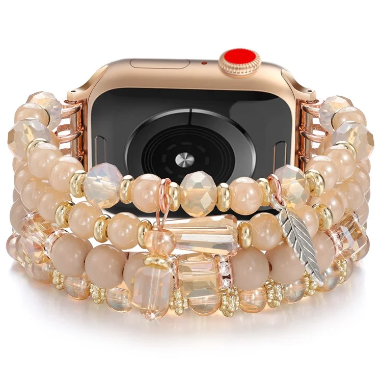 Бусинный браслет для Apple Watch Series 10 9 8 7 SE 6 5 4 3 2 1 42мм 41мм 40мм 38мм, сменный ремешок для часов - желтый