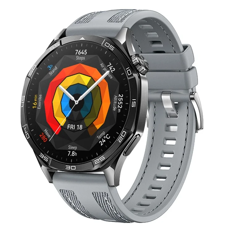 Correa para reloj de 22 mm para Huawei Watch GT 5 Pro 46 mm / GT 5 46 mm / Samsung Galaxy Watch3 45 mm, de silicona y nailon de repuesto - Gris