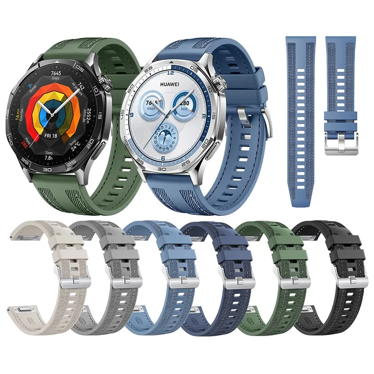 Correa para reloj de 22 mm para Huawei Watch GT 5 Pro 46 mm / GT 5 46 mm / Samsung Galaxy Watch3 45 mm, de silicona y nailon de repuesto - Gris