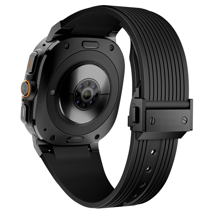 Для часов Samsung Galaxy Watch Ultra 47 мм, силиконовый ремешок, черный соединитель, черная пряжка - черный