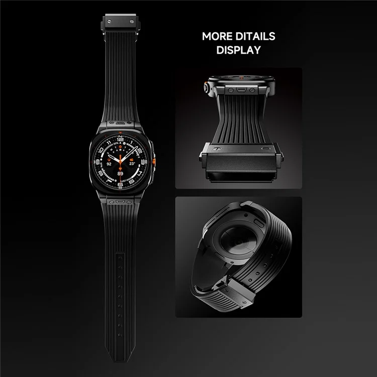 Для часов Samsung Galaxy Watch Ultra 47 мм, силиконовый ремешок, черный соединитель, черная пряжка - черный