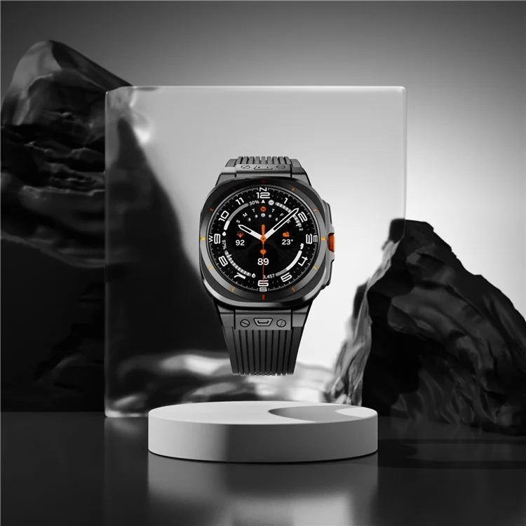 Для часов Samsung Galaxy Watch Ultra 47 мм, силиконовый ремешок, черный соединитель, черная пряжка - черный