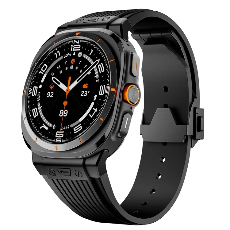Для часов Samsung Galaxy Watch Ultra 47 мм, силиконовый ремешок, черный соединитель, черная пряжка - черный