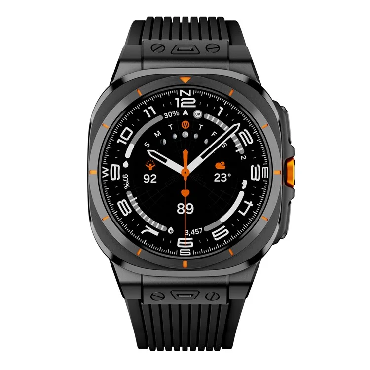 Для часов Samsung Galaxy Watch Ultra 47 мм, силиконовый ремешок, черный соединитель, черная пряжка - черный