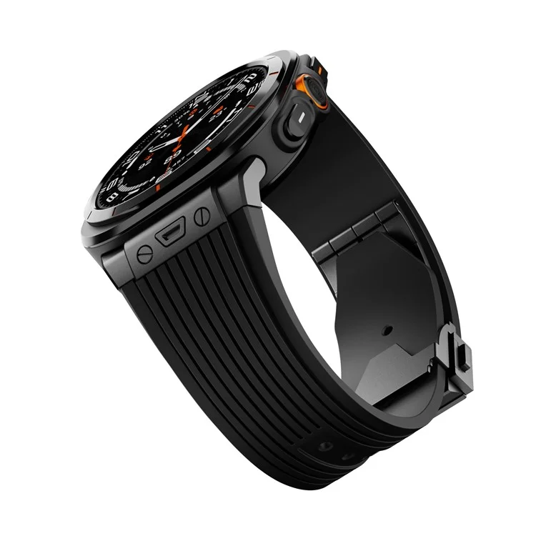 Для часов Samsung Galaxy Watch Ultra 47 мм, силиконовый ремешок, черный соединитель, черная пряжка - черный