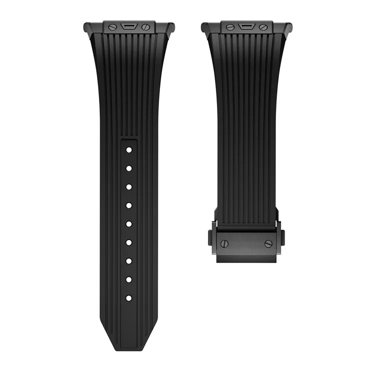 Для часов Samsung Galaxy Watch Ultra 47 мм, силиконовый ремешок, черный соединитель, черная пряжка - черный