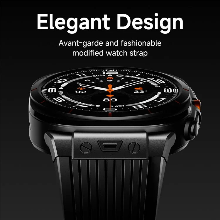 Для часов Samsung Galaxy Watch Ultra 47 мм, силиконовый ремешок, черный соединитель, черная пряжка - черный