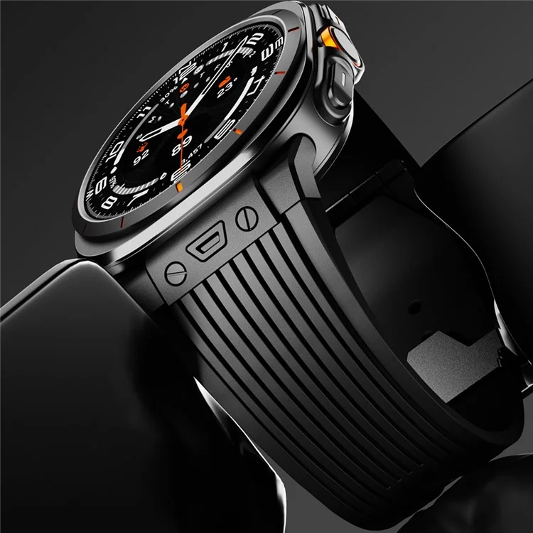Для часов Samsung Galaxy Watch Ultra 47 мм, силиконовый ремешок, черный соединитель, черная пряжка - черный