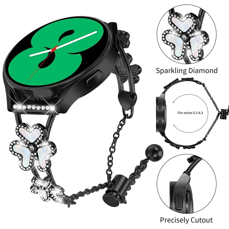 Metal Band Heart Clover Decor For Garmin Approach S40 / Forerunner 158 Watch Bracelet Replacement - Black